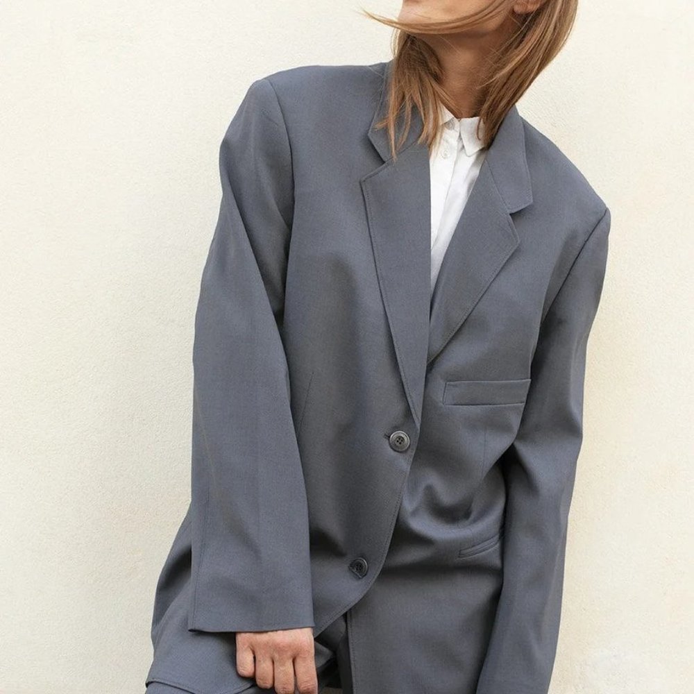 The Frankie Shop Notch Lapel Blazer in Graphite XS/S
